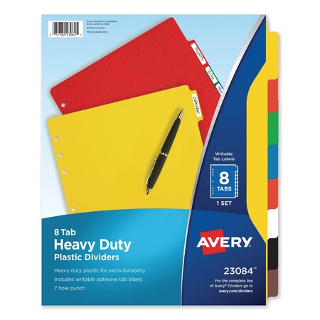 Avery Dennison Plastic Dividers, 8 Tab, Pk8 23084